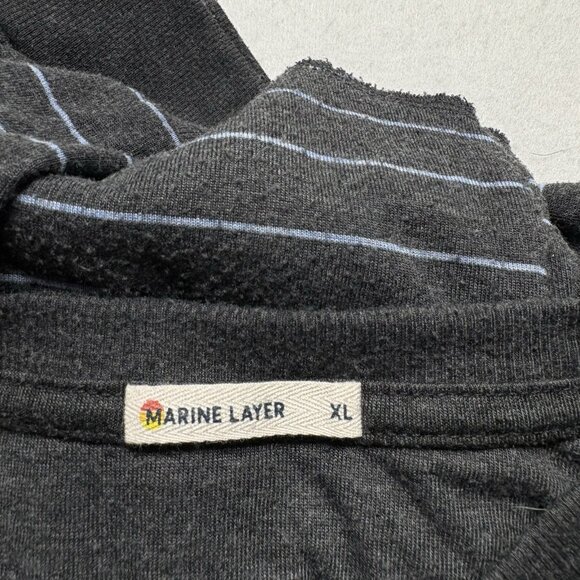 MARINE LAYER Men Layer Augusta Dbl Knit Henley Sz XL Gray Pullover Stripe 40-13 - Picture 4 of 9
